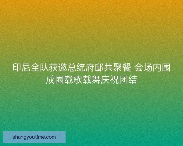 印尼全队获邀总统府邸共聚餐 会场内围成圈载歌载舞庆祝团结
