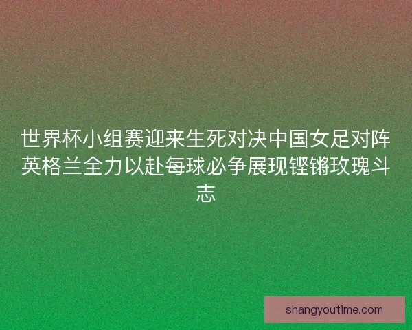世界杯小组赛迎来生死对决中国女足对阵英格兰全力以赴每球必争展现铿锵玫瑰斗志