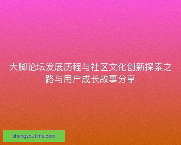 大脚论坛发展历程与社区文化创新探索之路与用户成长故事分享