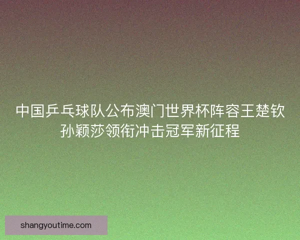 中国乒乓球队公布澳门世界杯阵容王楚钦孙颖莎领衔冲击冠军新征程