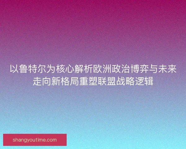 以鲁特尔为核心解析欧洲政治博弈与未来走向新格局重塑联盟战略逻辑